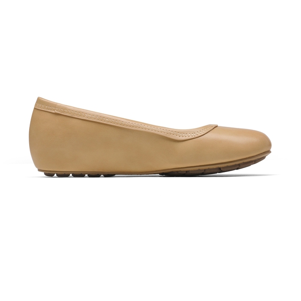Low Wedge Round Toe Flat Shoes - NUDE PU - 2